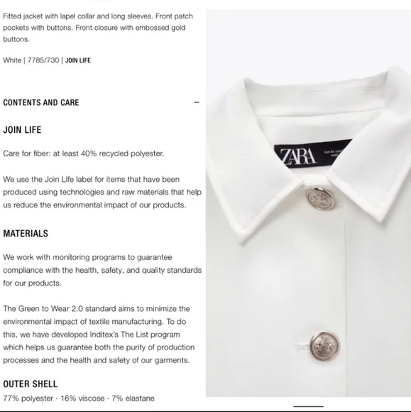 Zara Gold Button Jacket Size L - Picture 4 of 10